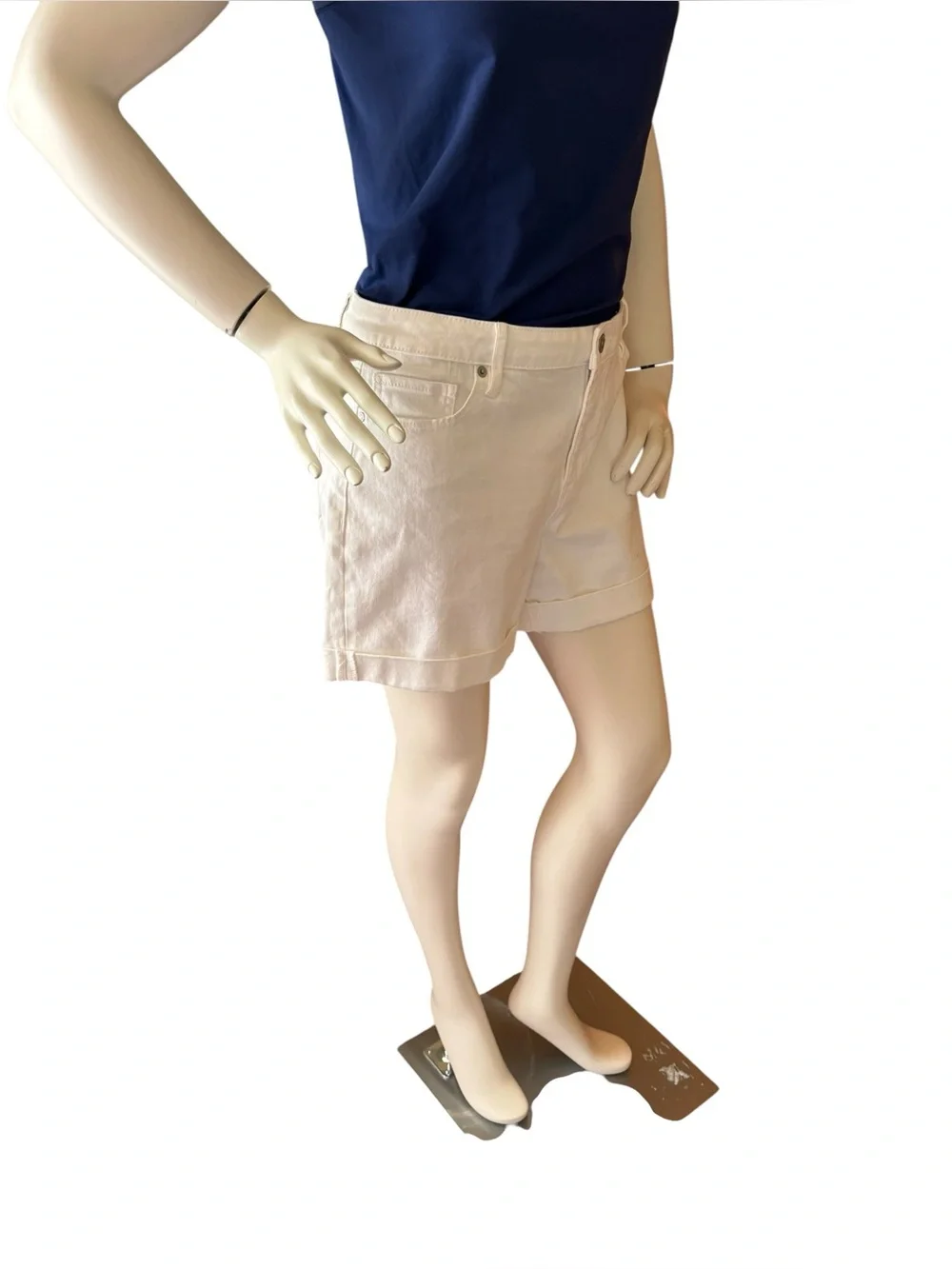 Hudson Jeans White Five Pocket Cotton Cuffed Denim Shorts, women’s size 10